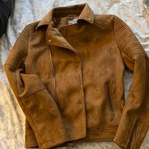 Asos men tan S polyester Moto jacket